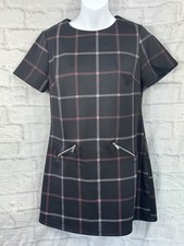 Dorothy Perkins Tartan Aline Dress Size 8 Short Sleeve Shift Work Smart Career