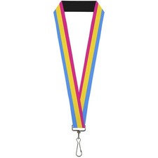 1-inch Wide Pansexual Pride Flag Lanyard Pink Yellow Blue Color Strap