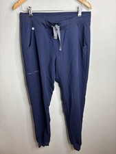FIGS Technical Jogger Pants Mens Medium Navy Blue Drawstring Scrub Pockets Zip