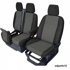 2+1 Coprisedili su Misura Tessuto Nero Grigio per Ford Transit Custom 2013–2023