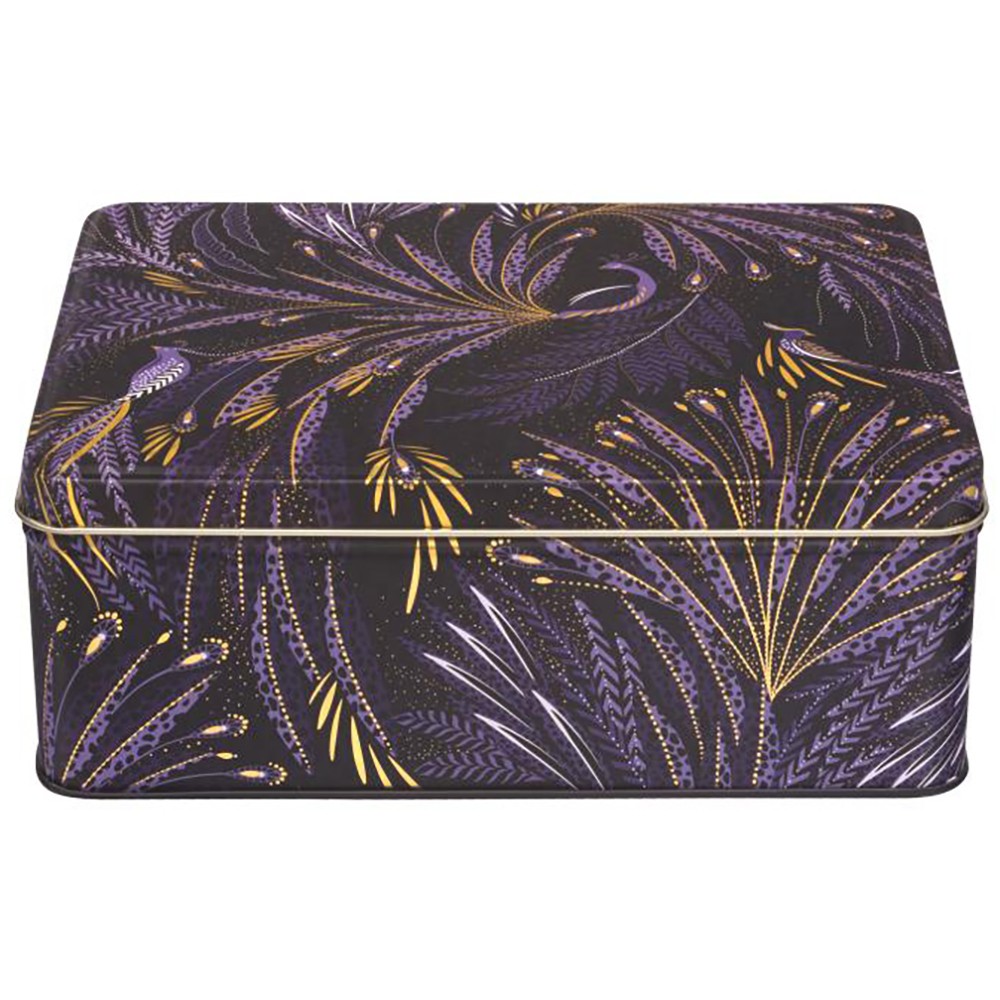 Sara Miller Anniversary Deep Rectangular Storage Tin Purple Gold