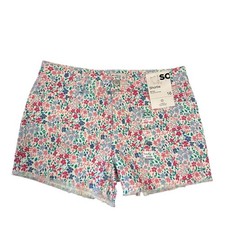 SO Floral Cotton Mid Rise Shortie Shorts in Multi Pink Girls Size 16 NWT