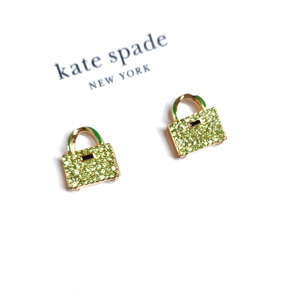 Bolso de mano Kate Spade Sweet Treasures pendiente verde dorado circonita cúbica nuevo Foto 3 de 4