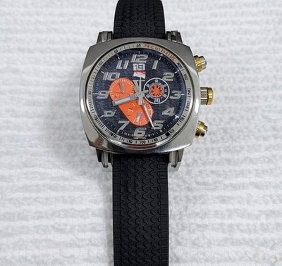 Ritmo Mundo INDYCAR Swiss Chronograph 22109 Carbon Blue Orange Dial Orange Strap