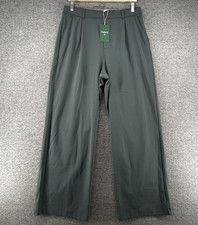 Halara Wide Leg Pleaded Pants Size Large Regular Olive Green Casual NEW