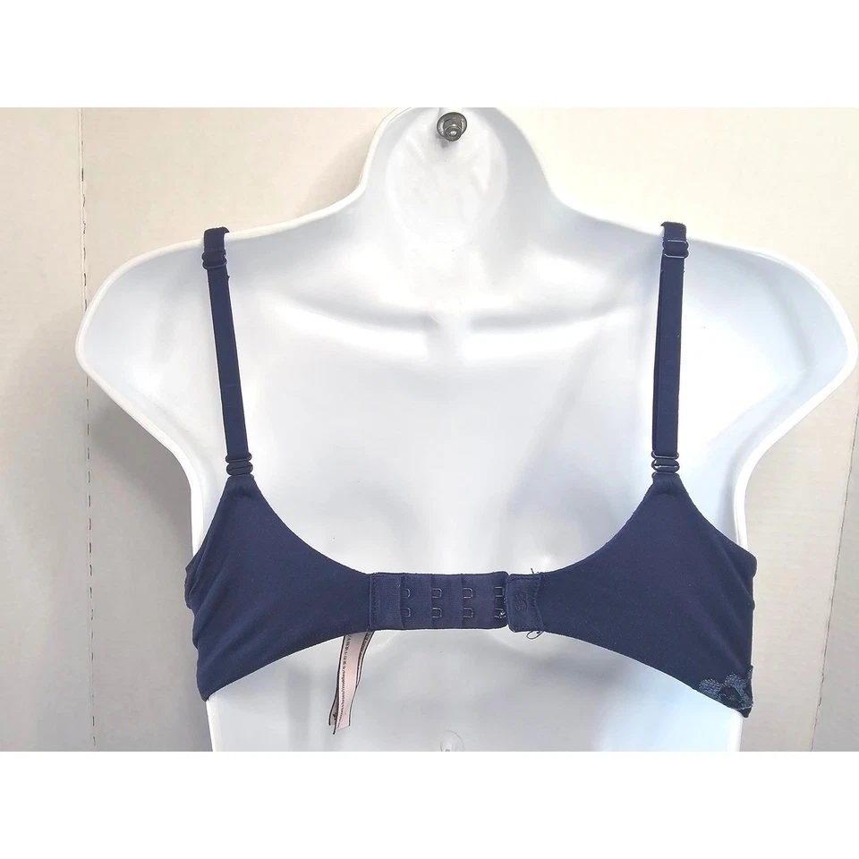 Victoria's Secret Body By Victoria Lined Demi Navy Blue Lace Bra 32D - Image 4 of 4