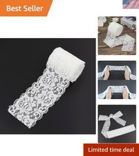 Beautiful Soft Stretch White Lace Trim - 2.4" x 5 Yards for All Occasions