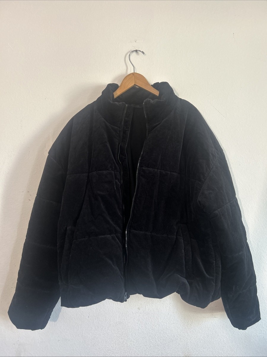 Alo Yoga Black Ribbed Velour Gold Rush Puffer Jacket | eBay