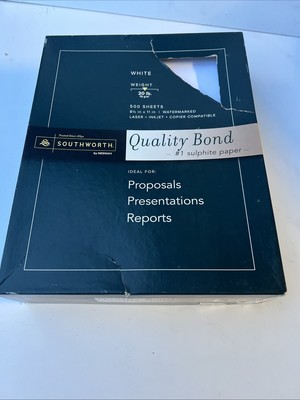 Southworth Quality Bond #1 Sulphite Paper White 20 lbs. Wove 8-1/2 x 11  Cnt 400