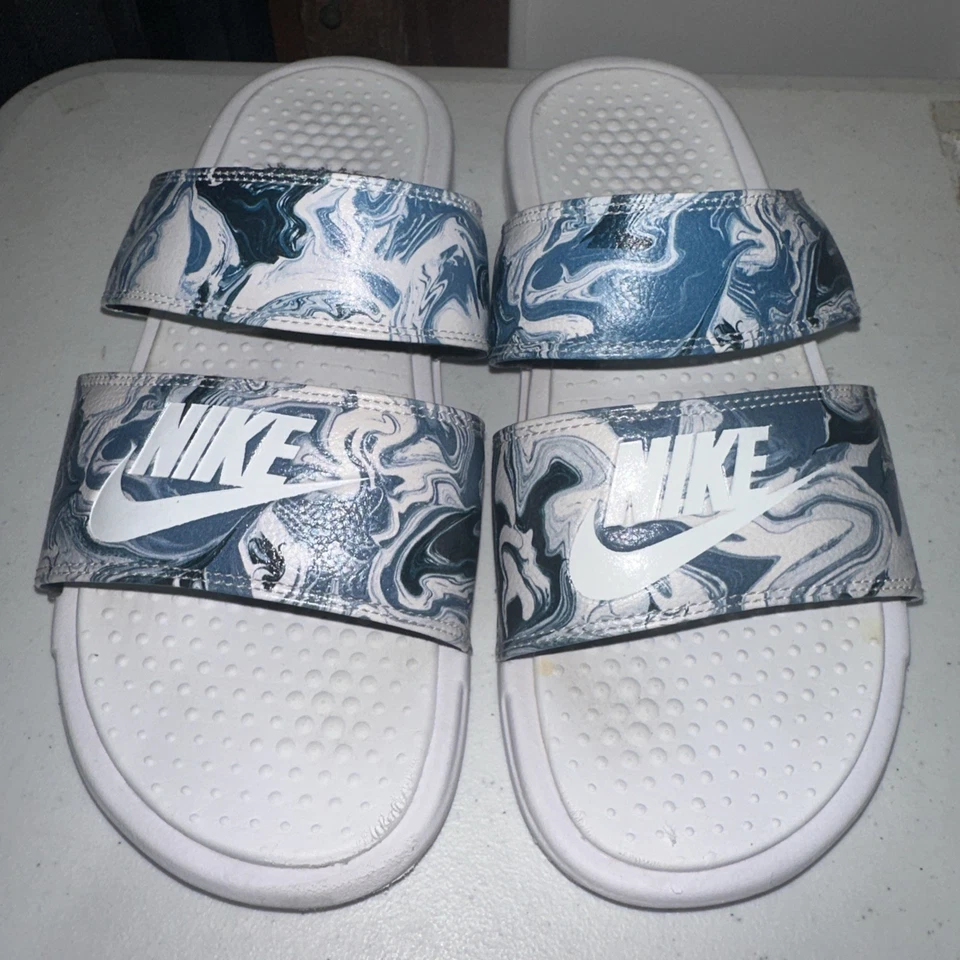 Nike Bennassi Duo Ultra Slide para mujer talla 9 blanco/azul Foto 2 de 4