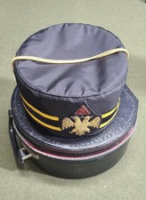 Masonic Cap 32nd Degree Scottish Rite Cap Mason Hat Double Eagle Size 7 1/8 Case