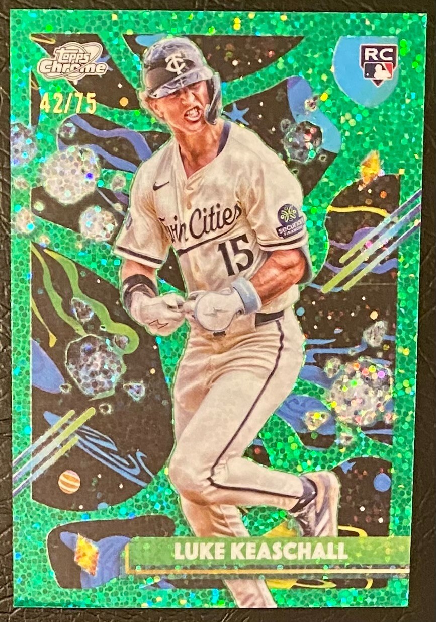 2025 Topps Cosmic Chrome #153 Luke Keaschall RC Green Space Dust Refractor /75