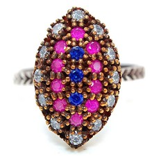 Ottoman Empire Style 2CT Treated Sapphire 925 Sterling Silver Ring Sz 8 BT2