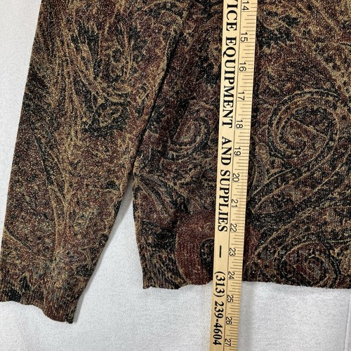 Lauren Ralph Lauren Silk Cashmere Sweater Women's Large Paisley Gold Shimmer NWT - Picture 15 of 18