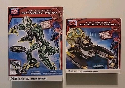 Lot Of 2 Mega Bloks Amazing Spider-Man Sets 91332 LIZARD TECHBOT 91338 SPEEDER