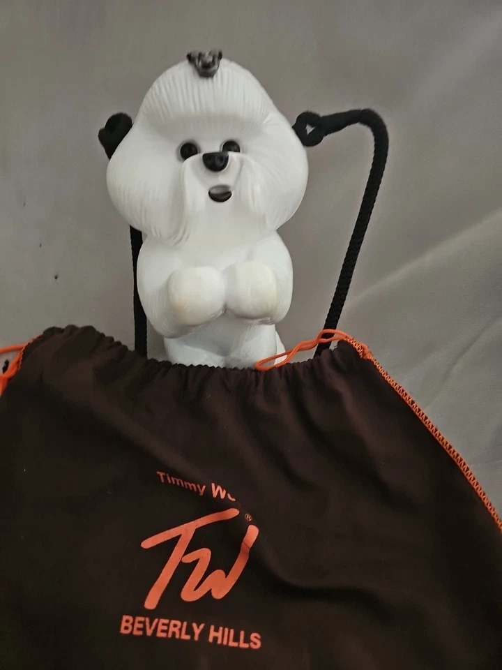 TIMMY WOODS BEVERLY HILLS WHITE BICHON FRISE DOG SHOULDER BAG PURSE ACACIA WOOD - Image 2 of 4