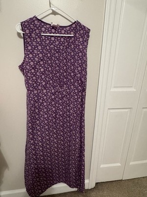 Vintage April Cornell Maxi Dress Womens XL Purple Floral Fairy Cottage Y2K Long