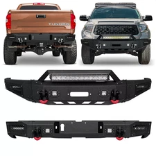 Vijay For 2014-2021 Toyota Tundra Front & Rear Bumpers W/Winch Plate+LED Lights
