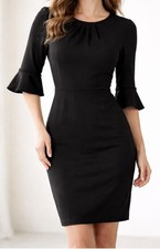 J Crew Bell-sleeve Sheath Dress Stretch Ponte Black Sz 2 G9476