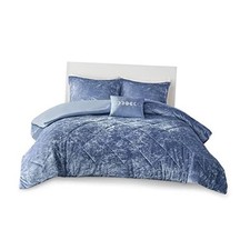 King Velvet King Duvet Set, Luxury Diamond King/Cal King Blue Duvet Cover Set
