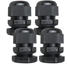 MGI SpeedWare 3/4" NPT Strain Relief Nylon Cord Grip Cable Glands, Black Plas...
