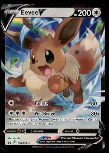 Eevee V 108/159 Holo V Rare Crown Zenith Pokemon NM/M