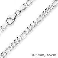 4,6Mm Figarokette Diamantiert Silberkette Collier Halskette Aus 925 Silber 45Cm