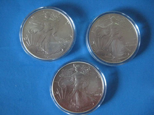 3- 2024 American Siver Eagles BU 1 Dollar Coins ,999 fine