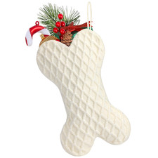 18 Inch Dog Christmas Stocking Bone Shape Large Pet Stockings Hanging Decoration