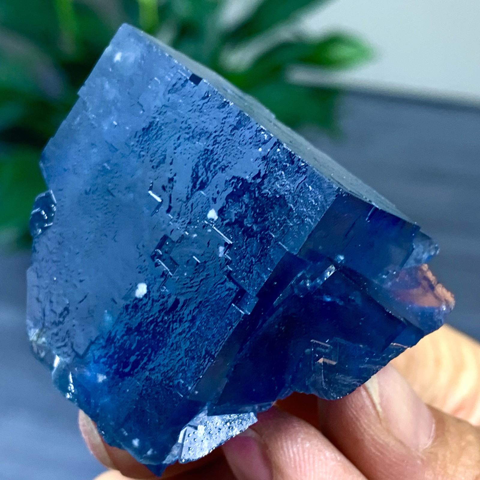 88G Rare Transparent Blue Cube Fluorite Crystal Mineral Specimen from China