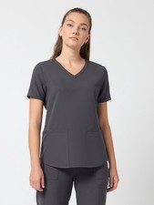Scrubstar Women's Core Essentials V-Neck Scrub Top S Pewter NWT