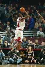 Trenton Hassell Chicago Bulls shoots the ball at the NBA preseaso- 2002 Photo
