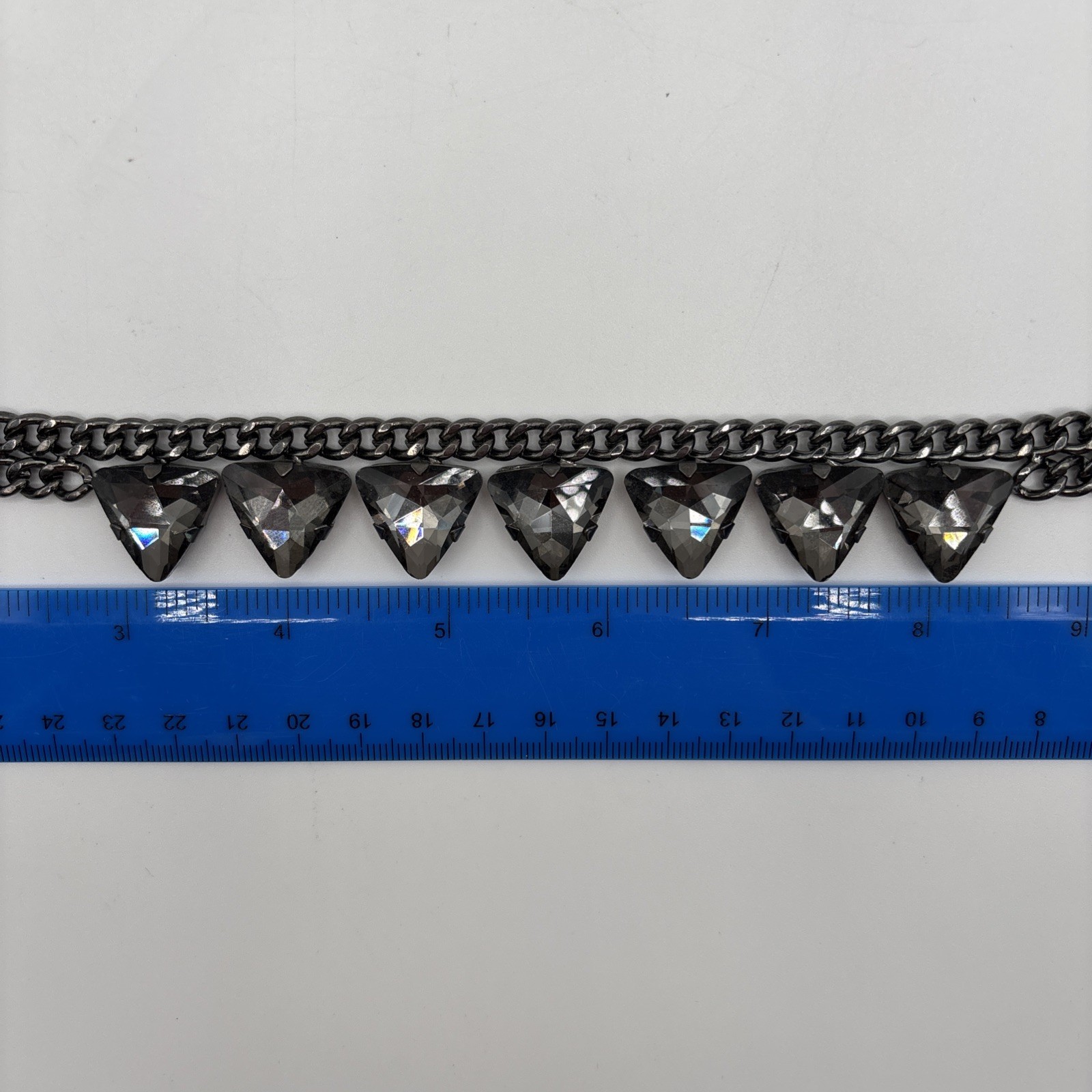 Triangular Rhinestone Necklace Double Chain Chunk… - image 12