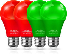 Christmas Red Green LED Light Bulbs Outdoor, 4 Pack Red  Green Christmas Ligh