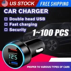 Dual Ports USB Car Cigarette Charger Lighter Digital LED Voltmeter 12V/24V Lot
