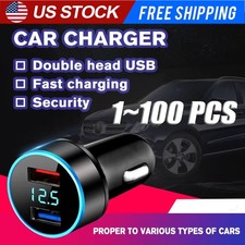 Dual Ports Usb Car Cigarette Charger Lighter Digital Led Voltmeter 12v24v Lot