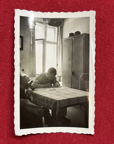 WW2 WWII Original German Military wartime Photo Soldier In Quarters