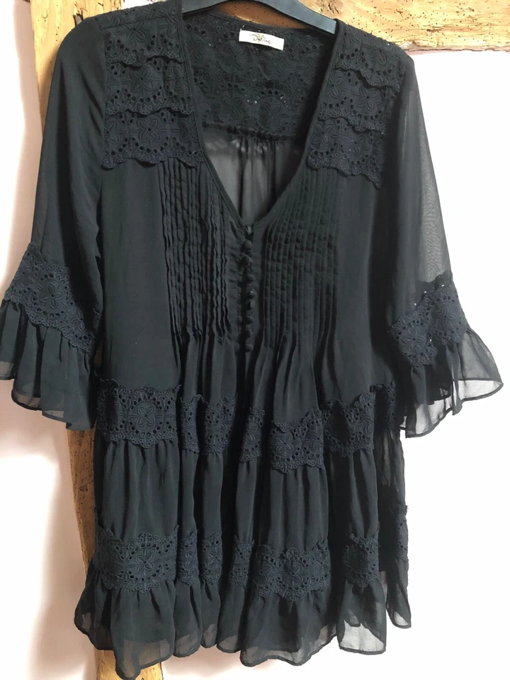 Darling Black Chiffon And Lace Kaftan Size Medium Excellent Condition - Image 2 of 4