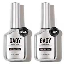 Glassy Gel Top Coat and Base Coat Set,No Wipe Foundation Combination for UV Ligh