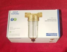 NEW Agua Topone Whole House SPIN Down Water Filtration 1" & 3/4" Copper Inlet