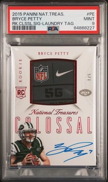 Bryce Petty Panini National Treasures Rookie Colossal Signatures #PE Laundry Tag