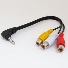 50pcs 3.5mm Male Stereo Right Angle to 3 RCA Female Audio Video Adapter Cable