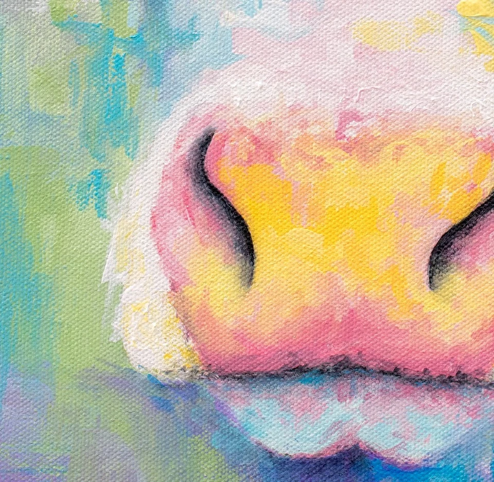 Impresión de arte de vaca por Krystle Cole - Pintura de vaca de primavera, decoración de pared de vaca, obra de arte de vaca Foto 2 de 4