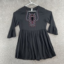 Forever 21 Women's Dress Size Medium Black 3/4 Sleeve Pleated Fit & Flare