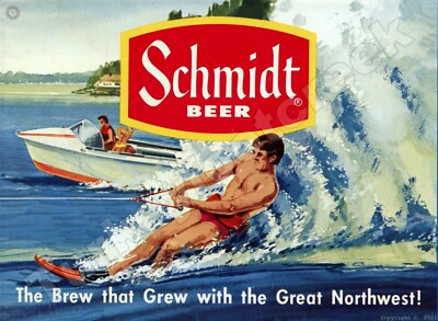 Schmidt Water Skiing Scene 18'' x 24'' Metal Sign