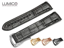 For 20mm 22mm OMEGA SeaMaster Planet BLACK WHITE Rubber Strap Watch Band Clasp