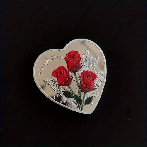 Say "I Love You" Rose Commemorative Heart-Shaped Coin Gold/Silver UK Seller - Picture 4 of 4