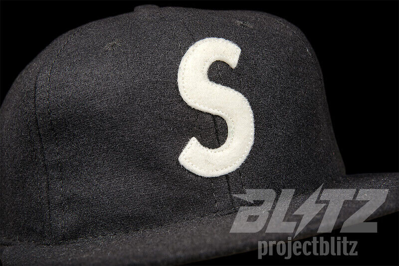 SUPREME EBBETS S LOGO 6-PANEL CAP HAT BLACK SS23 FITTED