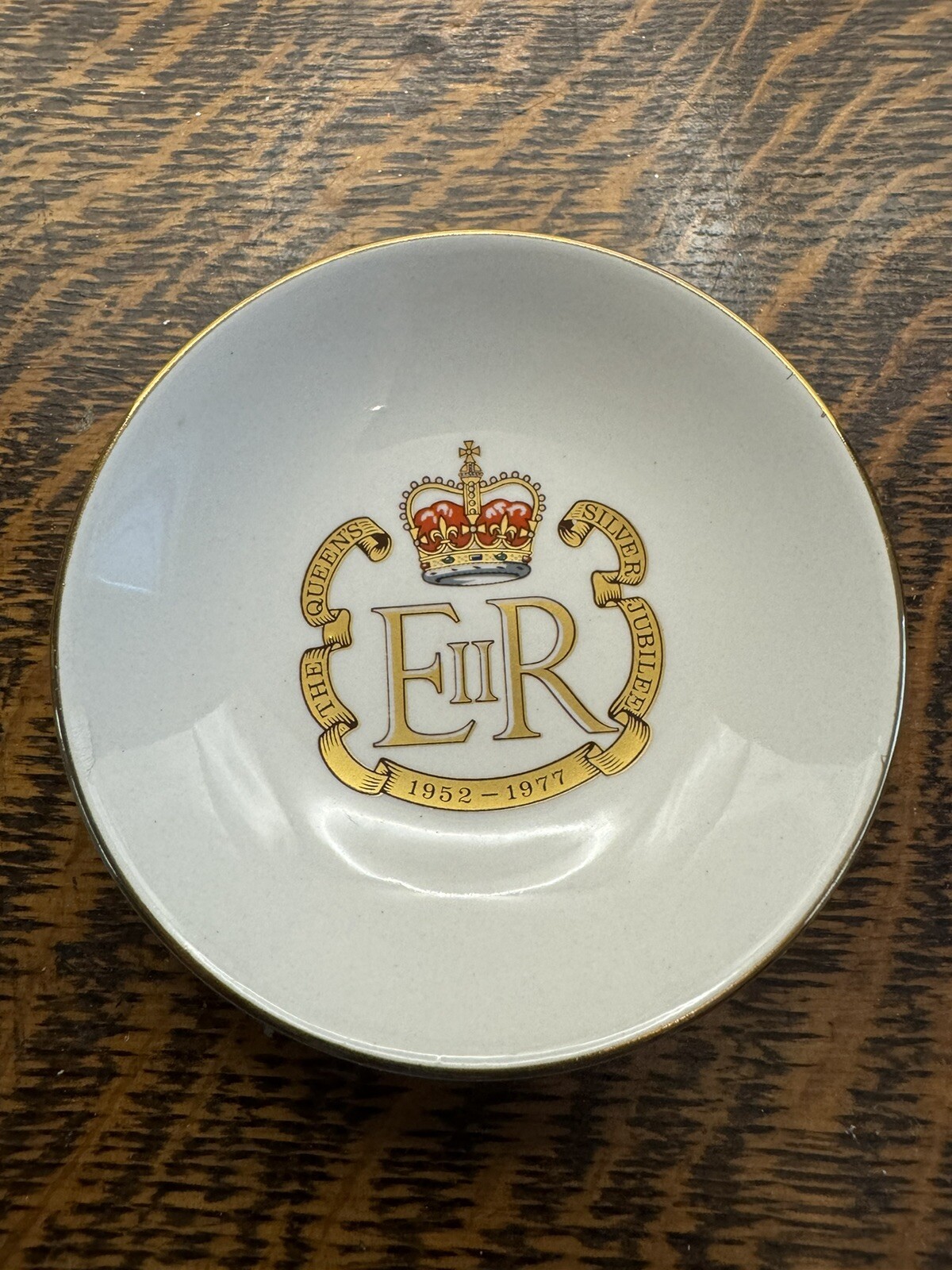 VTG Q Elizabeth II Silver Jubilee Trinket Dish Tea Bag Holder Weatherby Hadley