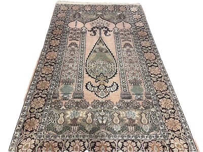 Absolut Spitze Reine Seide Kaschmir 155x92 Handgeknüpft Top Qualität Rosa